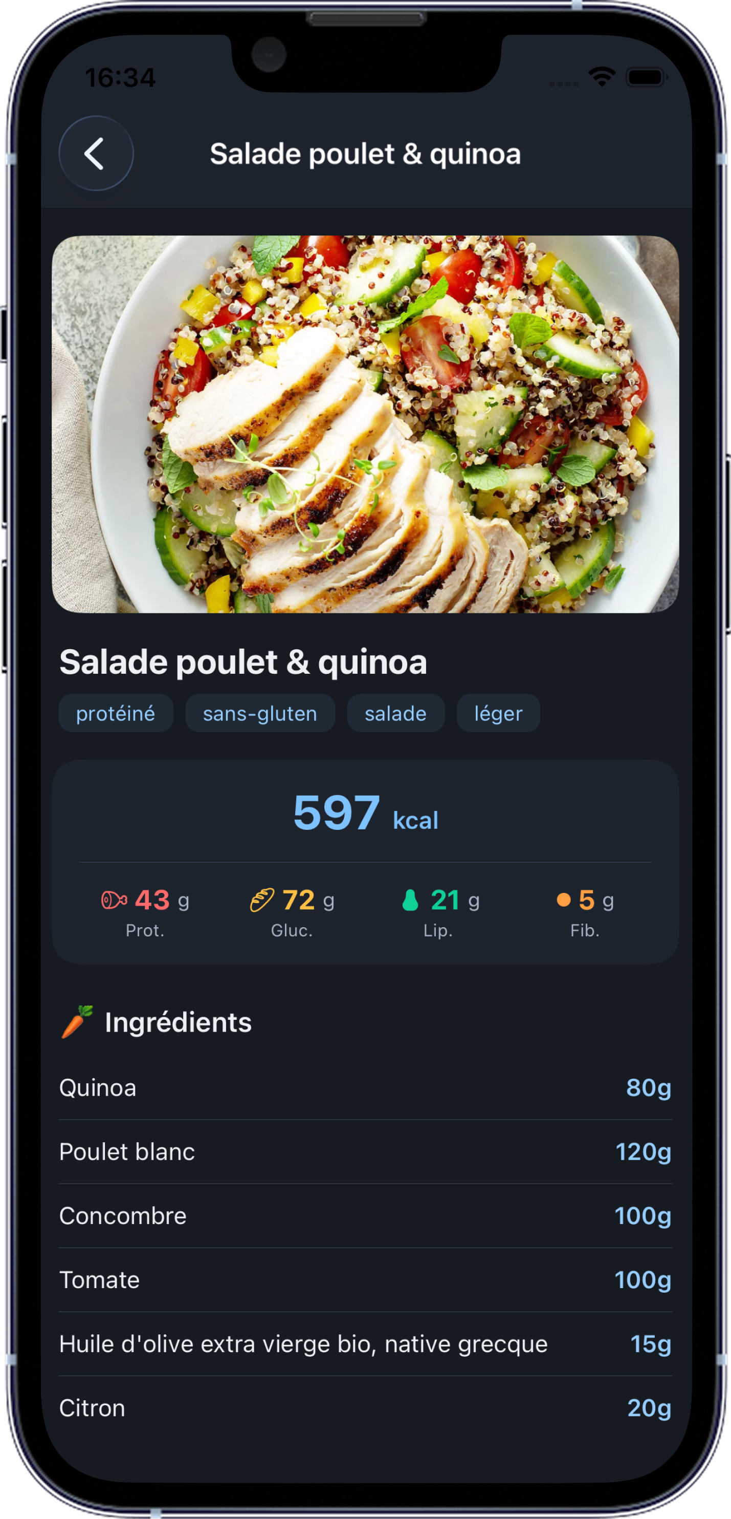 Macros et recettes, au même endroit.